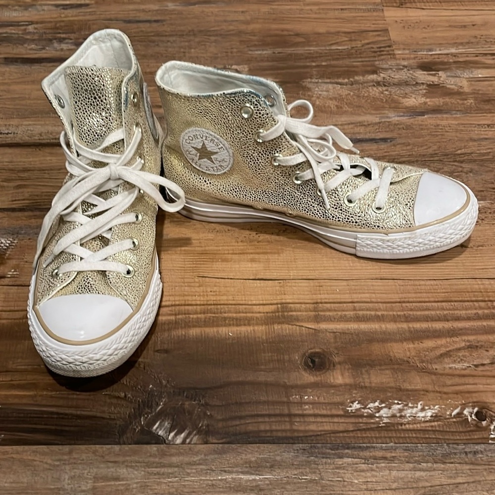 Metallic Gold Converse All Star High Tops Size 7
